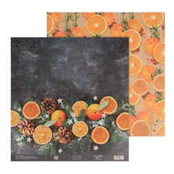 Бумага для скрапбукинга «Апельсинки», 30,5  × 32 см, 180 г/м