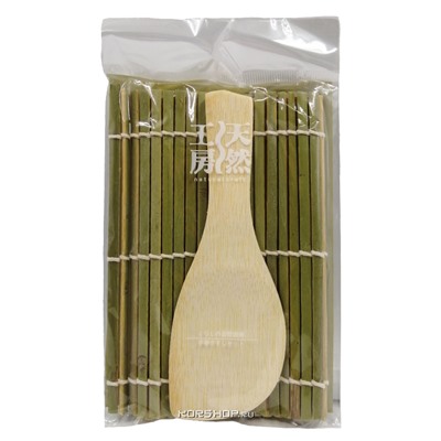 Набор для Темаки Суси из бамбука (лопатка и коврик 14*16 см), Япония