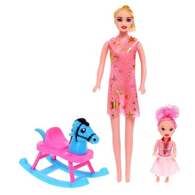 Кукла-модель «Оля» с малышкой на качалке, МИКС 4666808