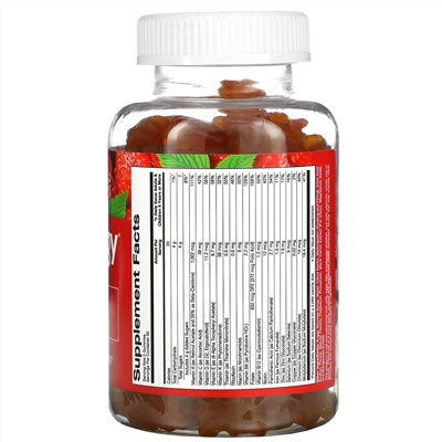 Gummiology, мультивитамины для взрослых в жевательных таблетках, с натуральным вкусом малины, 100 вегетарианских жевательных таблеток