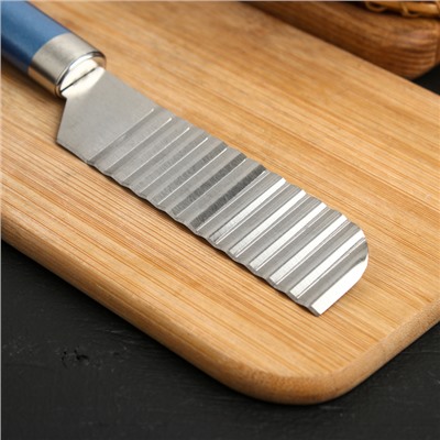 Нож для фигурной нарезки Доляна Lаgооnа, 25 см, нержавеющая сталь, цвет голубой металлик