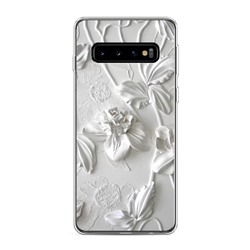 Силиконовый чехол Гипсовые цветы на Samsung Galaxy S10