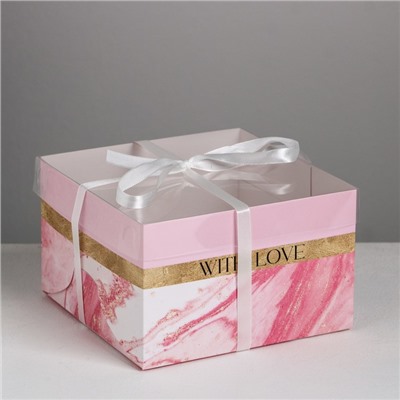 Коробка на 4 капкейка With love, 16 × 16 × 10 см