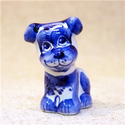 Собака Тузик, гжель синяя