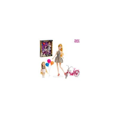 Кукла с дочкой Family Look на велосипеде, леопард 6534539