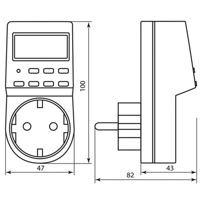 Розетка с таймером недельная TM24, 3600W, 16A, 230V, цвет белый