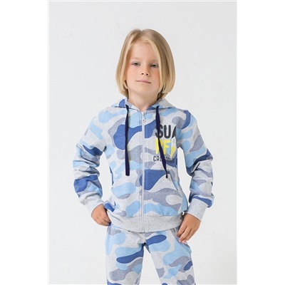 Куртка для мальчика Crockid К 301303 серо-голубой меланж, камуфляж к1263