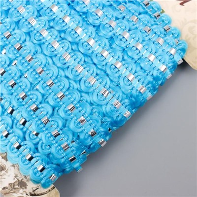 Тесьма декоративная "Ажурная синяя с полосой" намотка 10 м ширина 0,8 см