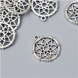 Декор металл для творчества "Ловец снов - цветок" серебро G195B585 2,2х1,9 см