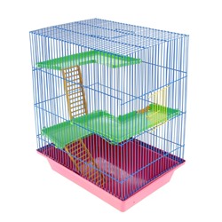 Клетка для грызунов Гризли 4 с пластиковыми полками и лесенками, 41 х 30 х 52 см, микс