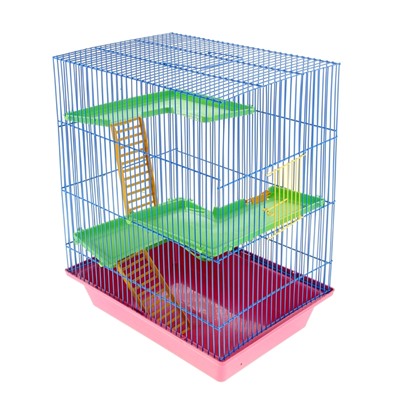 Клетка для грызунов Гризли 4 с пластиковыми полками и лесенками, 41 х 30 х 52 см, микс