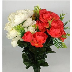 Цветы искусственные декоративные Розы 18 веток 24 бутона + зелень 45 см