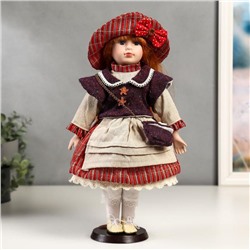 Кукла коллекционная керамика "Ульяна в полосатом платье с передником" 40 см 4822725