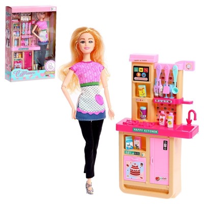Кукла модель шарнирная "Кондитер Мария" с мебелью и аксессуарами, в фартуке 7797358