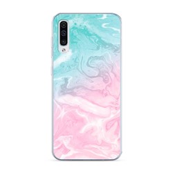 Силиконовый чехол Бирюзово-розовый мрамор на Samsung Galaxy A50