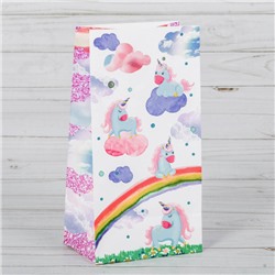 Пакет подарочный без ручек «Розовые пони», 10 × 19,3 × 7 см
