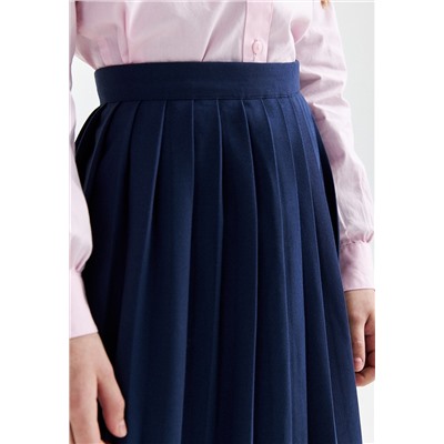 Удлиненная плиссированная юбка для девочки, цвет темно-синий