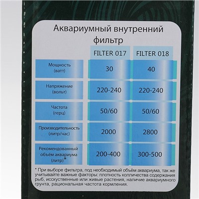 Фильтр-био BARBUS FILTER 017 внутренний секционный, для акв. 200-400 л (2000L/H)