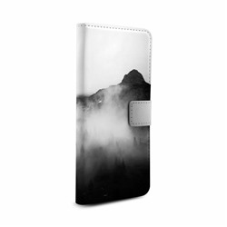 Чехол-книжка Туманные горы в сером на Xiaomi Redmi Note 8 Pro