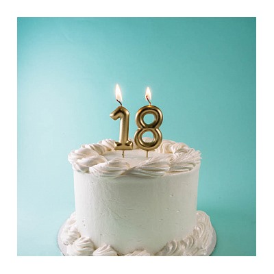 Свеча для торта "Цифра 2", золотая 6 см