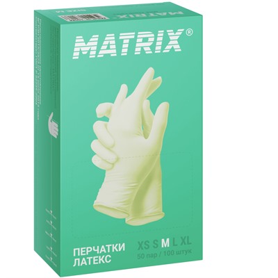 Перчатки латексные MATRIX Mild Touch Latex бело-желтые, размер M, 100 шт. (50 пар), короб 10 уп.