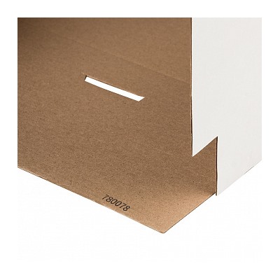 Коробка для торта белая 26*26*15 см, с ручками (окна)