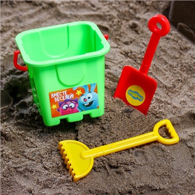 Набор для игры в песке: ведро, совок, грабли, СМЕШАРИКИ цвет МИКС, 530 мл 4185898