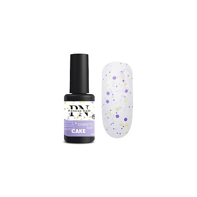 Patrisa nail, Confetti Top - матовый топ с цветными шестигранниками (Cake), 8 мл