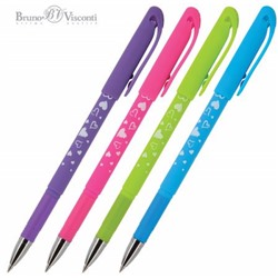 Ручка гелевая со стираемыми чернилами "DeleteWrite Art. Сердечки" синяя 0.5мм (4 цвета корпуса) 20-0200 Bruno Visconti