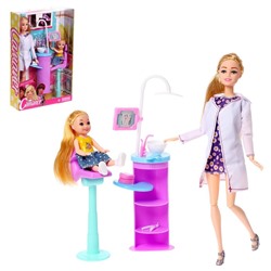 Кукла-модель шарнирная «Стоматолог Виктория» с малышом и аксессуарами блондинка 7797353