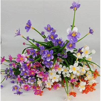 Цветы искусственные декоративные Незабудки 7 веток 30 цветков пластик 37 см