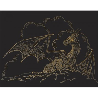 Гравюра 20х25,5 см SGHK №46 "Дракон" (золото) Hobbius