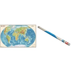 Карта МИРА физическая 122х79 см 1:25М в прозрачном пластиковом тубусе ОСН1234489 Ди Эм Би