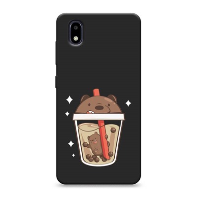 Матовый силиконовый чехол Bear bubble tea на ZTE Blade A3 (2020)