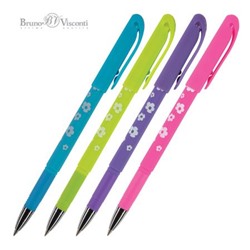 Ручка гелевая со стираемыми чернилами "DeleteWrite Art. Цветочки" синяя 0.5мм (4 цвета корпуса) 20-0202 Bruno Visconti