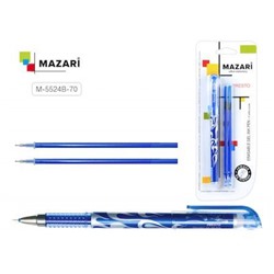 Ручка гелевая "Пиши-стирай" "PRESTO" синяя, игольчатый пиш.узел 0.5мм + 2стержня M-5524B-70 Mazari