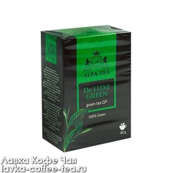 чай Alfa De Luxe Green, зелёный GP, Цейлон, картон 80 г.