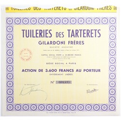 Акция Tuileries des Tarterets, 3600 франков, Франция