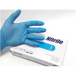 Перчатки NITRILE нитриловые голубые 50пар 100шт размер S