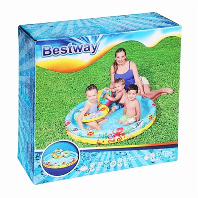 BESTWAY Бассейн надувной детский + набор (круг для плавания, мяч), 122х20см, 51124