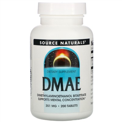 Source Naturals, ДМАЭ, 351 мг, 200 таблеток