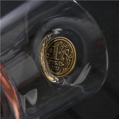 Бокал для виски «Непробиваемый» с монетой Богатства, 250 мл