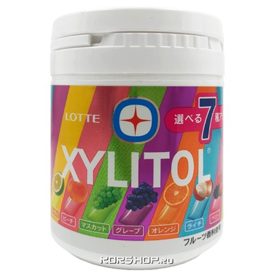 Жевательная резинка «7 фруктовых вкусов» Xylitol Gum Bottle Lotte, Япония, 143 г Акция