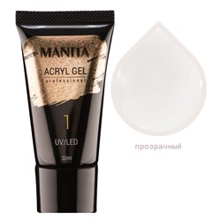 Manita Professional Акриловый гель для моделирования ногтей №01, прозрачный, 30 мл