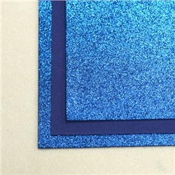 Глиттерный фоамиран 20х30, толщина 2 мм, цвет ярко-синий, 1 шт.