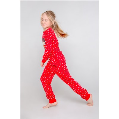 Пижама для девочки Crockid К 1532 насыщенно-красный, зимний снег