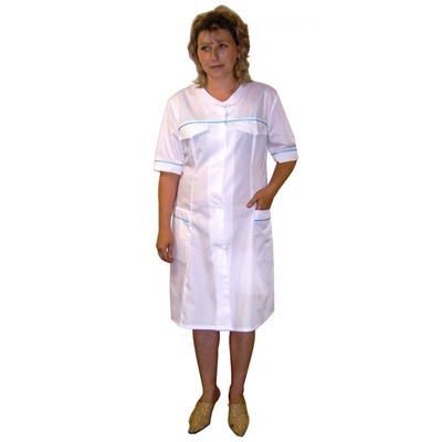 Халат медицинский женский тиси с кокеткой m03 (белый)