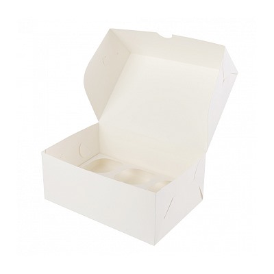 Коробка для 6 капкейков, белая без окна