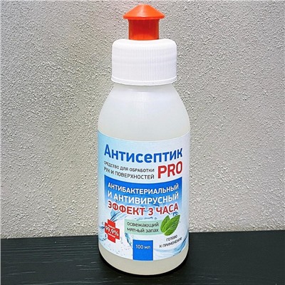 Антисептик PRO для рук и поверхностей Сертифицированный 100 мл. освежающий мятный запах