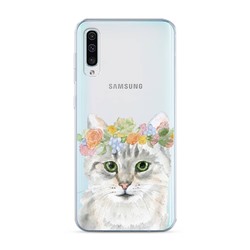 Силиконовый чехол Кошечка с венком на голове на Samsung Galaxy A50